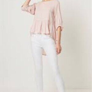 FRENCH CONNECTION Summer Slub Peplum Top